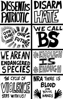 a group of protest posters: click to go to download site