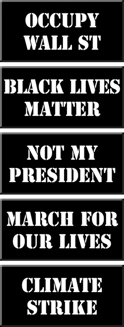 shows five images of buttons with text on them, one for each video file in the project